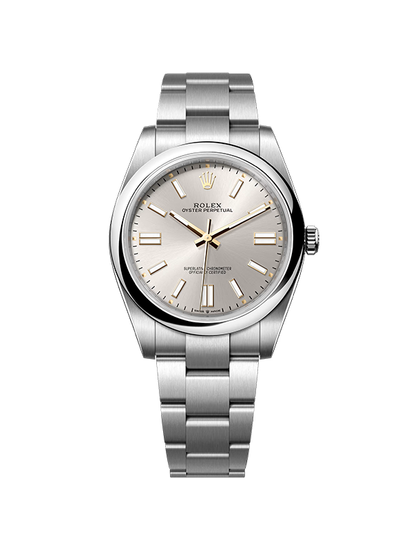 Rolex 오이스터 퍼페츄얼 41-124300 실버 바 오이스터 (커스텀 다이얼) 41mm with box and papers